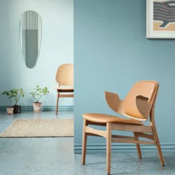 Sillón Gesture, Cuero silk 250 cognac, base de roble con aceite de teca*Warm Nordic Hot