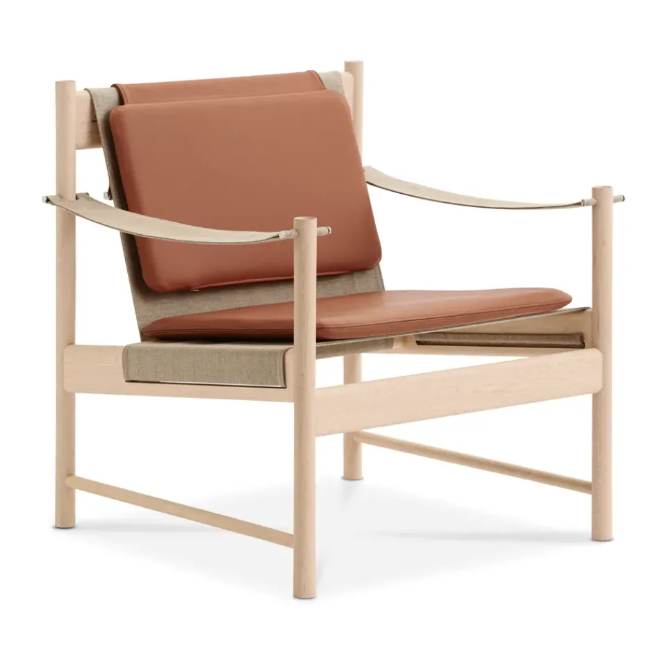 Sillón HB, Arce aceitado blanco-cuero brandy*Brdr. Krüger Online