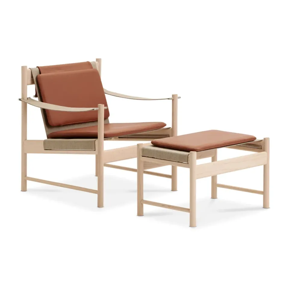 Sillón HB, Arce aceitado blanco-cuero brandy*Brdr. Krüger Online