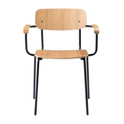 Sillón J183 Holmen con reposabrazos, Chapa de roble-patas negras*FDB Møbler Outlet