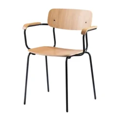 Sillón J183 Holmen con reposabrazos, Chapa de roble-patas negras*FDB Møbler Outlet