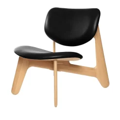 Sillón lounge Slab con asiento tapizado, Roble natural-cuero negro*Tom Dixon Sale