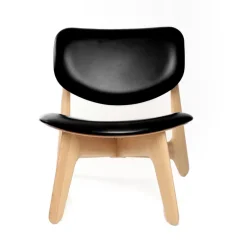 Sillón lounge Slab con asiento tapizado, Roble natural-cuero negro*Tom Dixon Sale