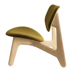 Sillón lounge Slab con asiento tapizado, Roble natural cepillado-Royal 0162 CMHR Caqui*Tom Dixon