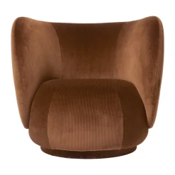 Sillón Rico lounge chair, Devoré velvet-Rust*Ferm Living Outlet