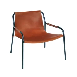 Sillón September, cuero coñac, estructura de acero lacado negro*OX Denmarq Clearance