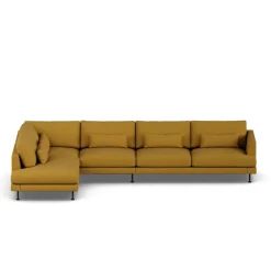 Sofá Bredhult, Luiza Mustard 3972-acero negro, 4 plazas B2*1898