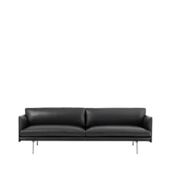 Sofá de 3 plazas Outline cuero, Refine -patas de aluminio*Muuto Best