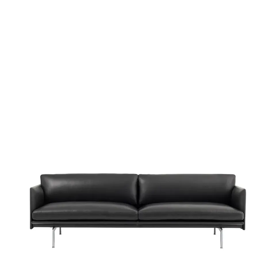 Sofá de 3 plazas Outline cuero, Refine -patas de aluminio*Muuto Best