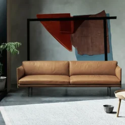 Sofá de 2 plazas Outline, Refine leather cognac-Black*Muuto Best