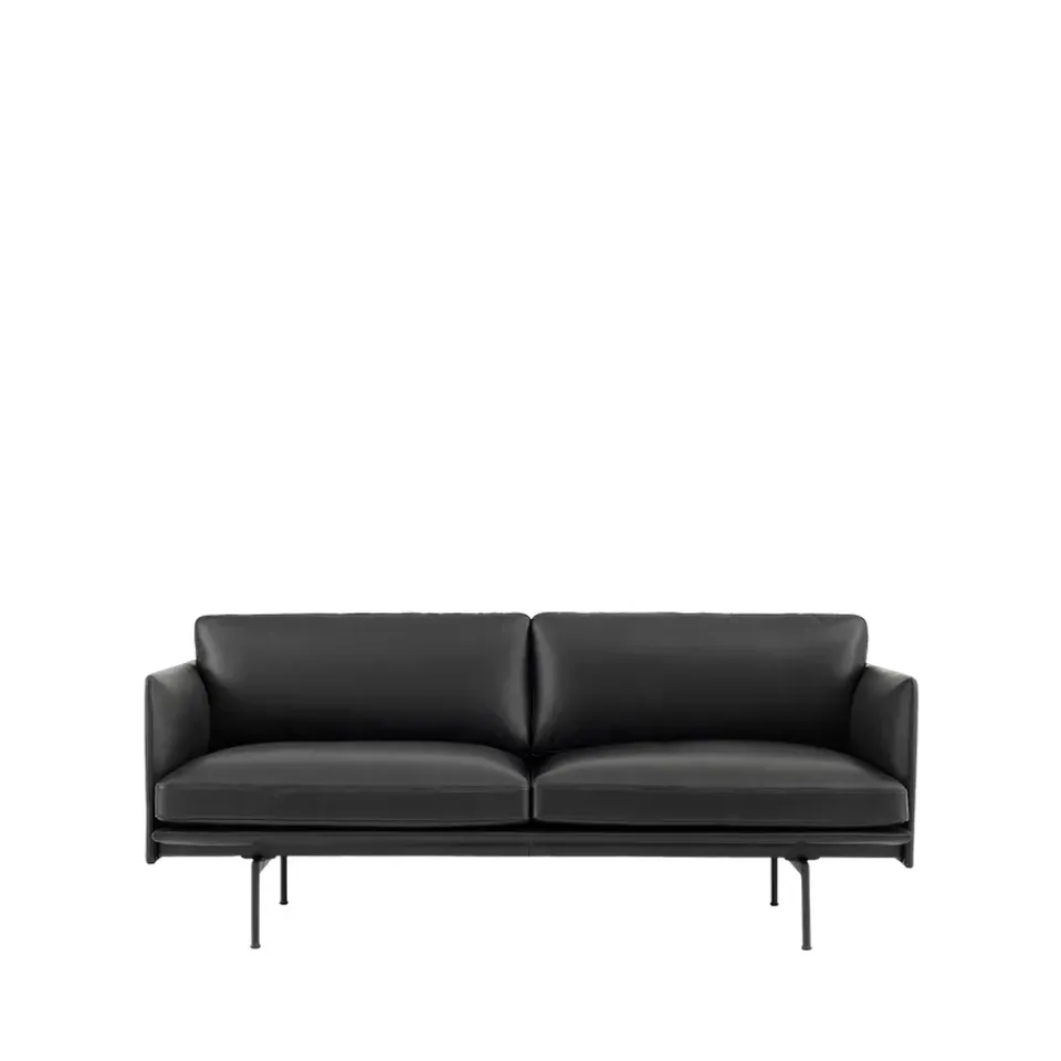 Sofá de 2 plazas Outline, Refine leather black-Black*Muuto Sale