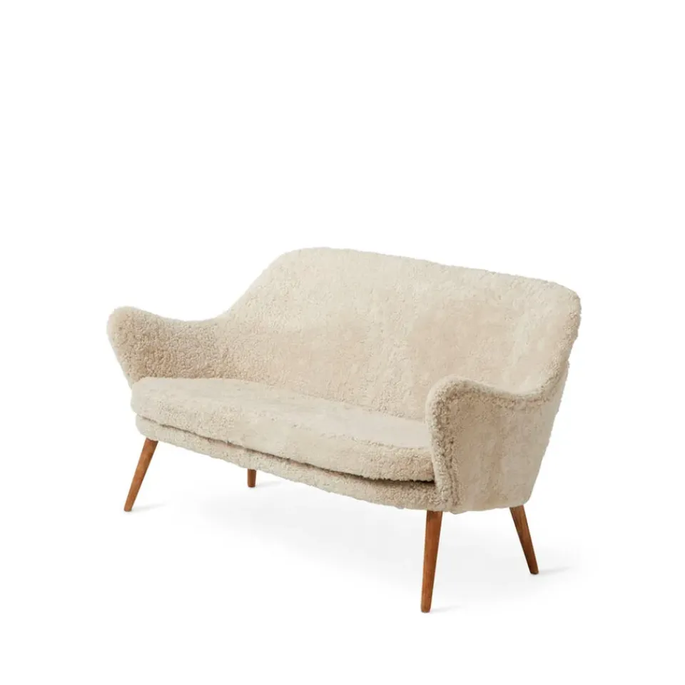 Sofá Dwell, 2 plazas piel de oveja moonlight, patas de roble ahumado*Warm Nordic Clearance