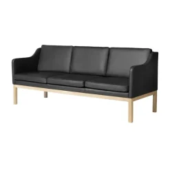 Sofá MK46 Mogens Koch de 3 plazas, Roble lacado-cuero*FDB Møbler Best