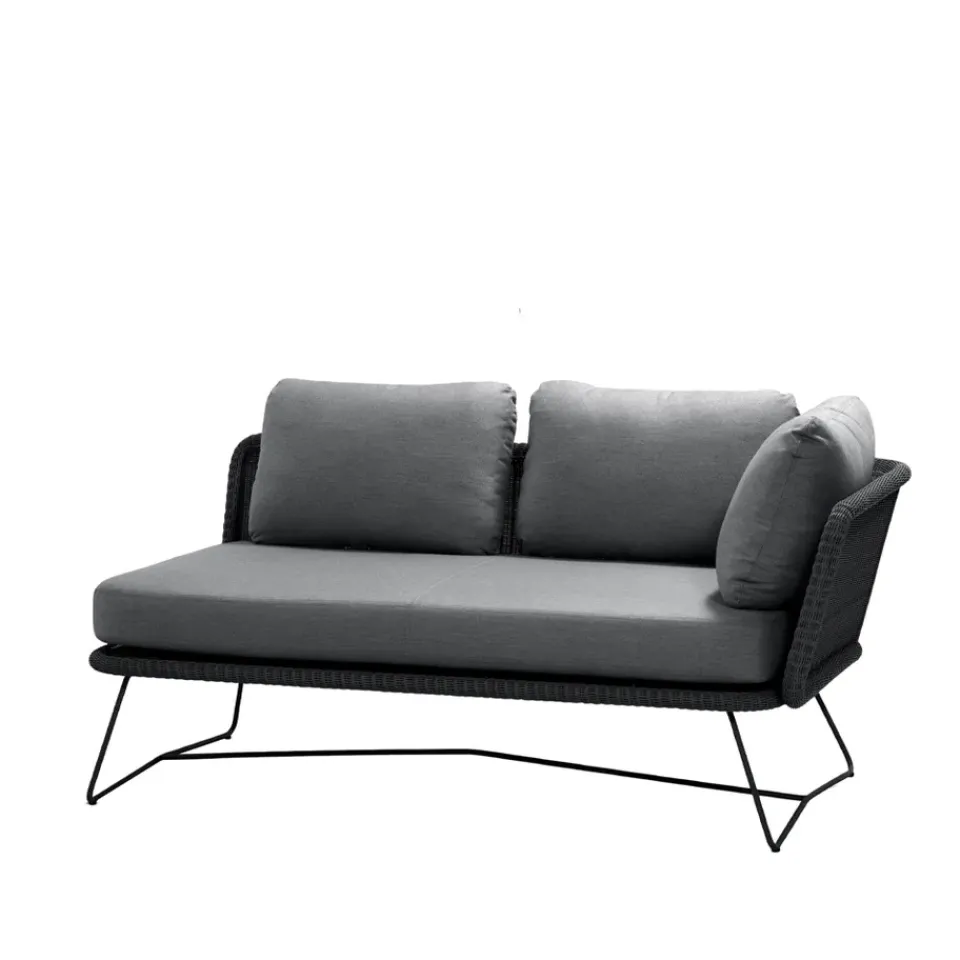 Sofá modular Horizon, Natté grey-izquierdo-soporte negro*Cane-line Best