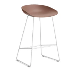 Taburete bajo About a Stool 38, 2.0, Ladrillo suave-estructura de acero blanco*HAY Outlet