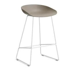 Taburete bajo About a Stool 38, 2.0, Caqui-structura de acero blanco*HAY Best