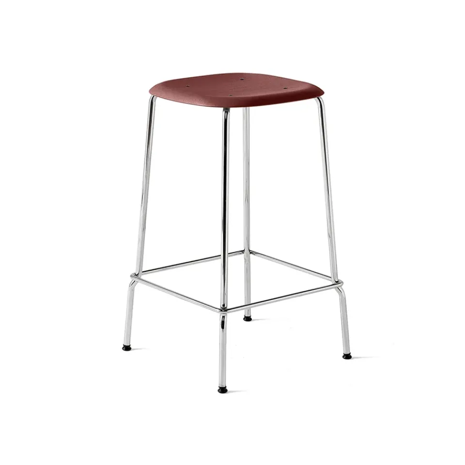 Taburete bajo Soft Edge 30, fall red, estructura cromada*HAY New