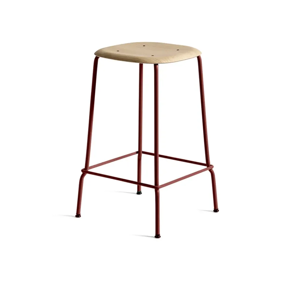 Taburete bajo Soft Edge 30, Oak-fall red estructura de acero*HAY Best