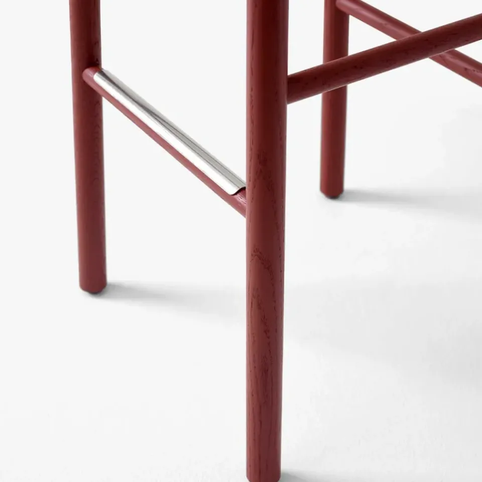 Taburete bar Betty TK8, Black, asiento de banda de lino trenzada natural*&Tradition