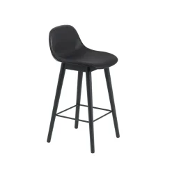 Taburete bar con respaldo Fiber 75 cm, Cuero -patas negras*Muuto Clearance