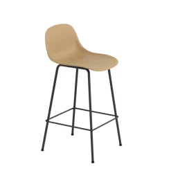 Taburete bar con respaldo Fiber Tube 65 cm, ockra-negro*Muuto Hot