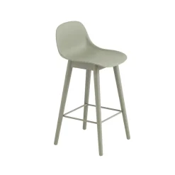 Taburete bar con respaldo Fiber 65 cm, Dusty green-patas s*Muuto
