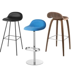Taburete bar 3D alto, Black, patas de acero en*GUBI Clearance