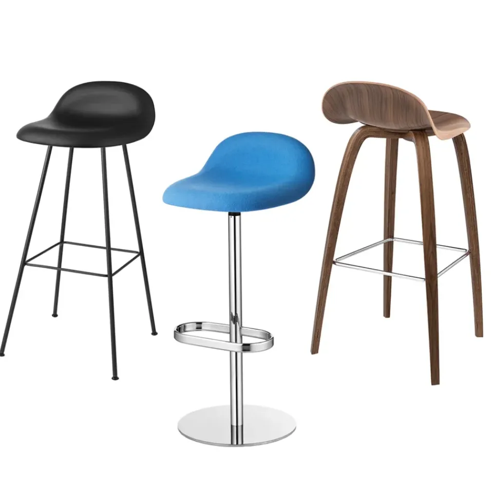 Taburete bar 3D alto, Black, patas de acero en*GUBI Clearance