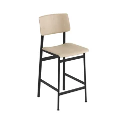 Taburete bar Loft, Oak, bajo, base de acero en color negro*Muuto
