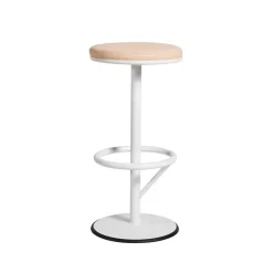 Taburete bar Orbit bajo, Lacado mate, cuero marrón claro*SMD Design Best