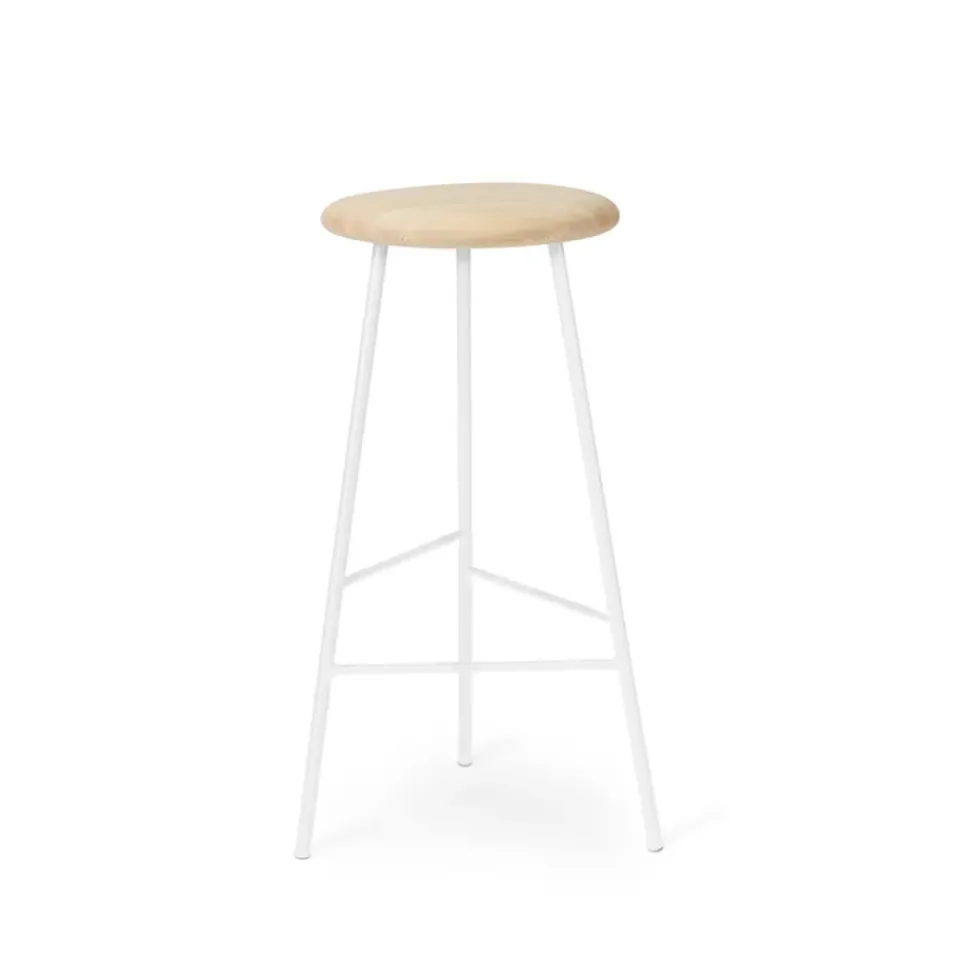 Taburete bar Pebble, Fresno aceitado, altura 75, base blanca*Warm Nordic Hot