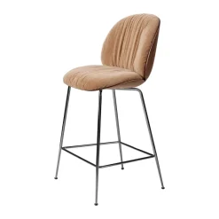 Taburete Beetle Soft 65 cm frontal tapizado, Belsuede Dedar 132 nogal lacado-cromo negro*GUBI Best