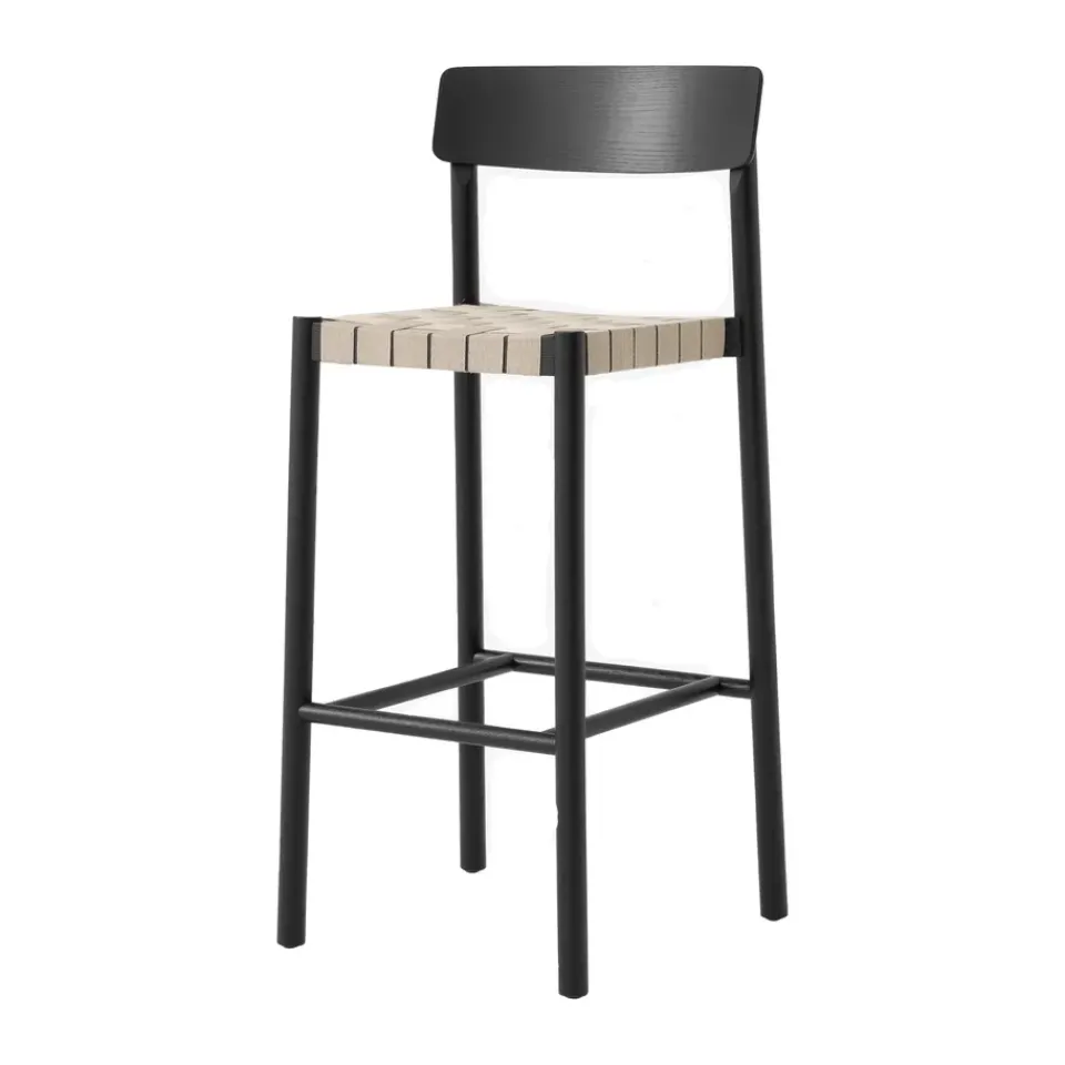 Taburete Betty TK15 Bar Chair 75 cm, Fresno lacado negro-lino natural*&Tradition Discount