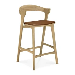 Taburete de bar Bok, Roble lacado-cuero Cognac, 65 cm*Ethnicraft Outlet