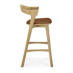 Taburete de bar Bok, Roble lacado-cuero Cognac, 65 cm*Ethnicraft Outlet