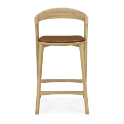 Taburete de bar Bok, Roble lacado-cuero Cognac, 65 cm*Ethnicraft Outlet