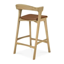 Taburete de bar Bok, Roble lacado-cuero Cognac, 65 cm*Ethnicraft Outlet