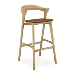 Taburete de bar Bok, Roble lacado - cuero Cognac, 75 cm*Ethnicraft Sale