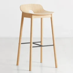 Taburete de bar Mono, Roble pigmentado blanco*Woud Online