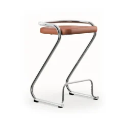 Taburete de bar S70-3 , Elmo Nordic cuero Cognac-estructura cromada*Lammhults Online