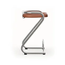 Taburete de bar S70-3 , Elmo Nordic cuero Cognac-estructura cromada*Lammhults Online