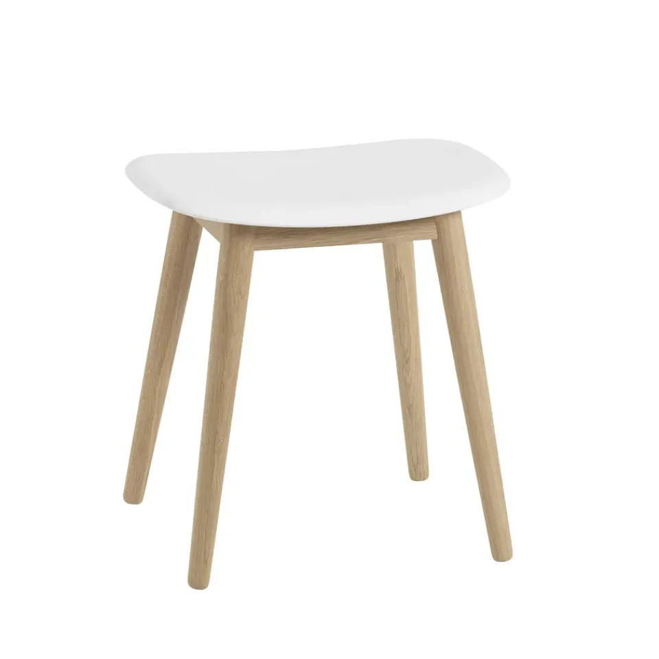 Taburete Fiber, Natural white, patas de roble*Muuto Online