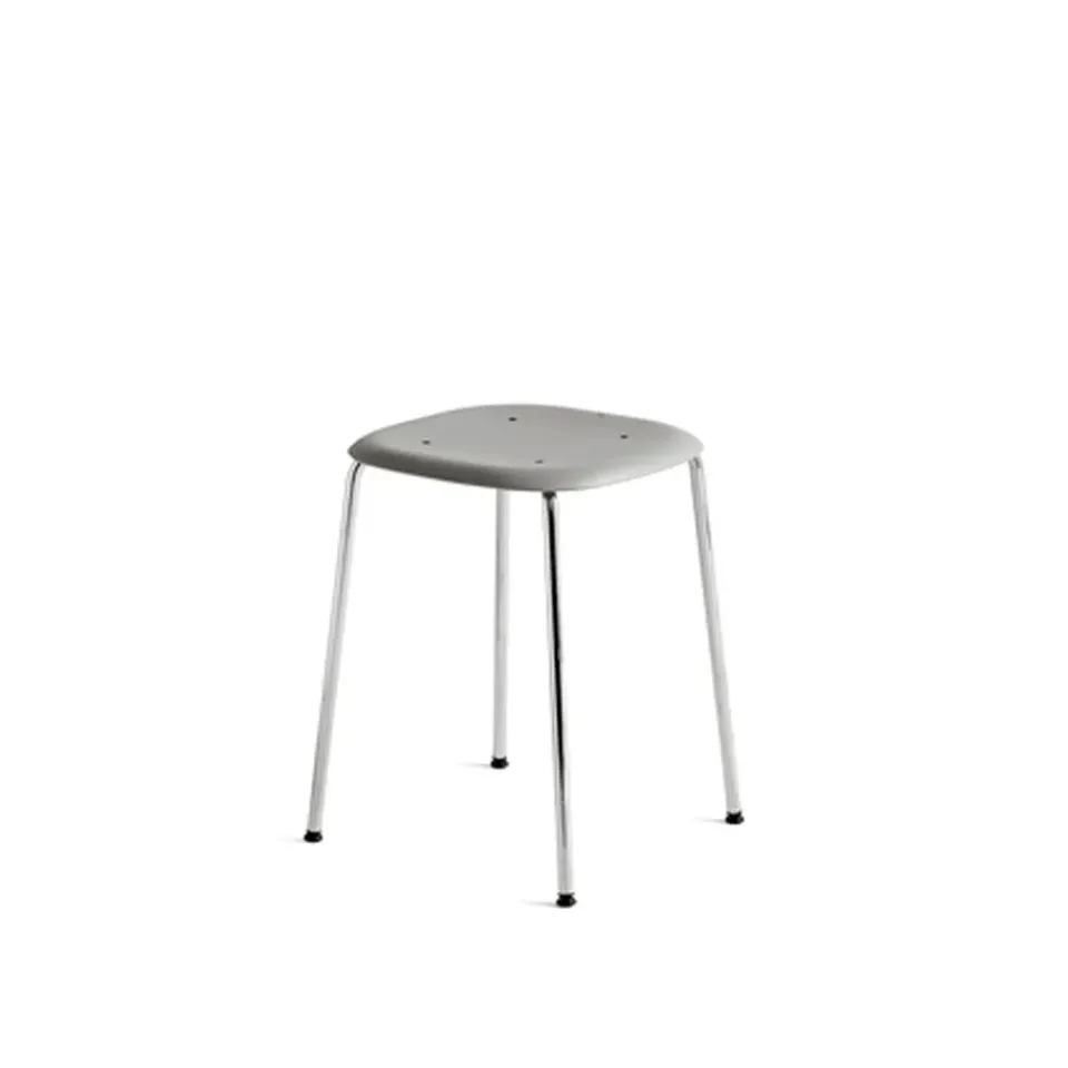 Taburete Soft Edge 70, soft grey, estructura cromada*HAY Clearance