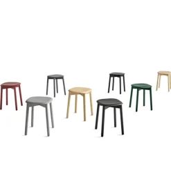Taburete Soft Edge 72, Soft grey-soft grey estructura de roble/exoesqueleto de roble*HAY New
