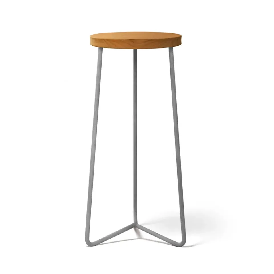 Taburete V-1, Teca-estructura de acero galvanizado en caliente, 63 cm*Grythyttan Stålmöbler Hot