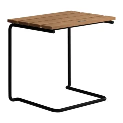 Taburete/reposapiés A3, Teca-estructura de acero negra*Grythyttan Stålmöbler Hot