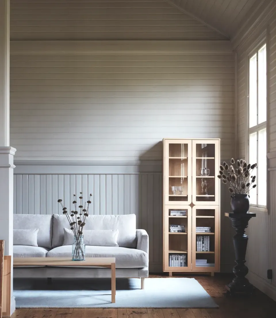 Vitrina alta Vidja, Roble pigmentado blanco*1898 Discount
