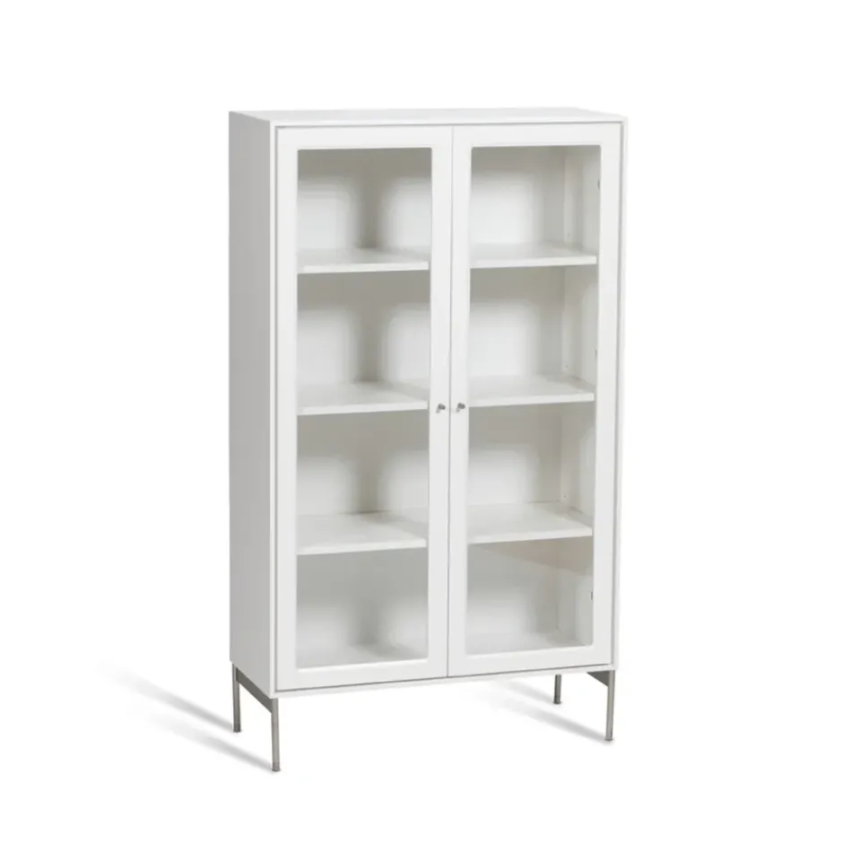 Vitrina Volt 130 cm lacado, Detalles en acero inoxidable*Mavis Hot