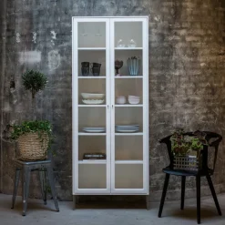 Vitrina Volt 190 cm lacado , Detalles en acero inoxidable*Mavis Outlet